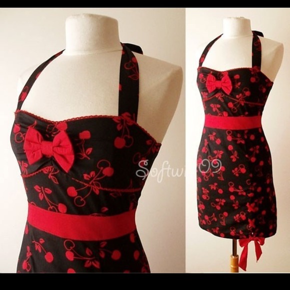 Hot topic Cherry pinup girl dress an spiked loafer