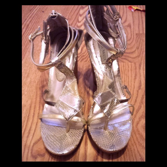 Gold snakeskin Steve Madden wedges