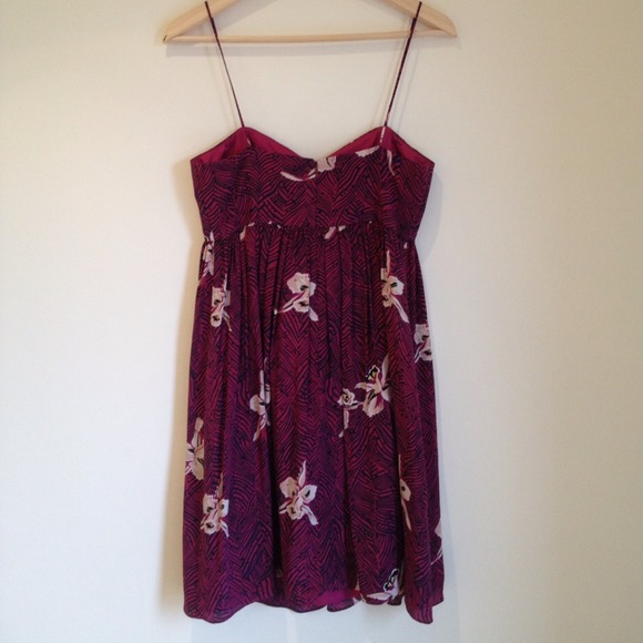 Anthropologie pink floral silk dress - Picture 2 of 4