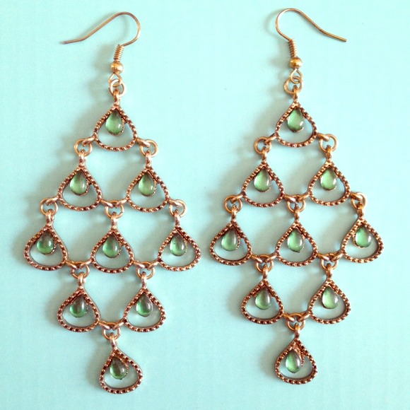 Green chandelier earrings