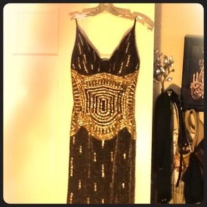 Black and gold formal dress