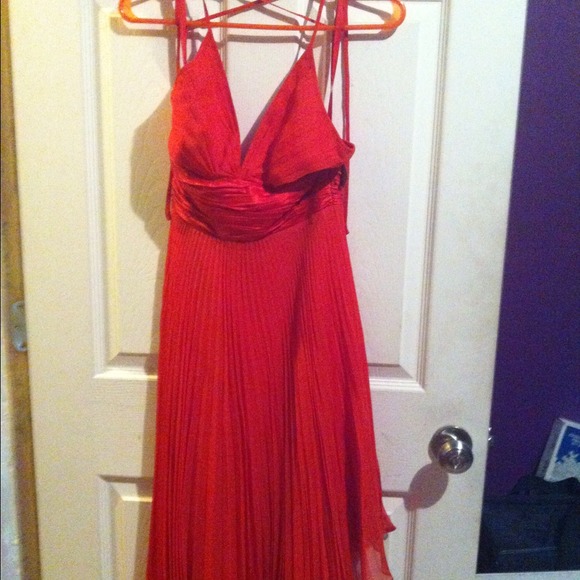 Red silk cocktail dress