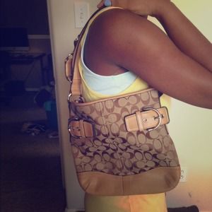 Authentic tan coach handbag