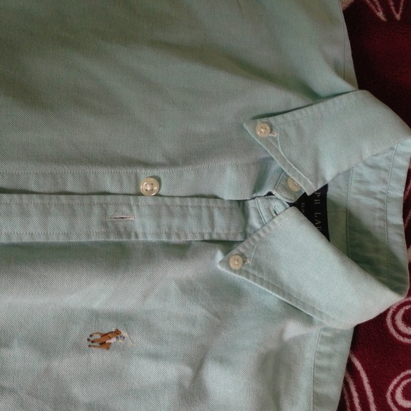 Light green long sleeved collard button up Polo