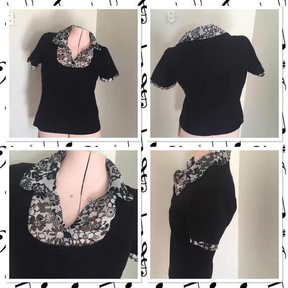 Como Petites Tops - Como Petites Black short sleeve sweater top