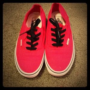 Red Laceless Vans and Black Vans BUNDLE