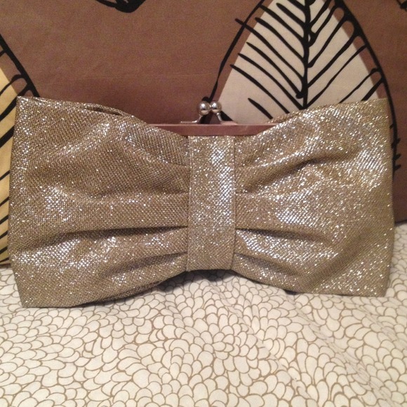 Gold Bowtie Shimmer Clutch