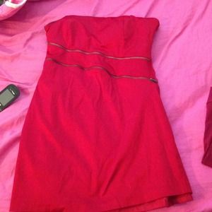 Red zipper party dress