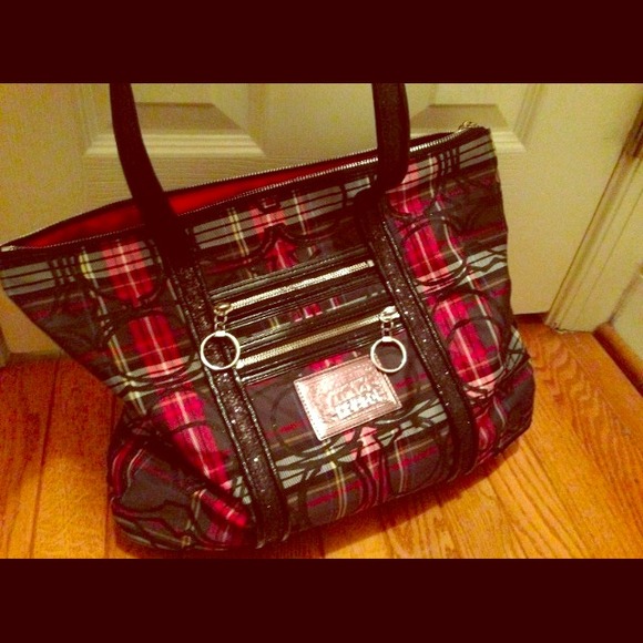 Coach Poppy Tartan Glam Tote