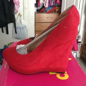 Red suede wedge. Brand new size 7