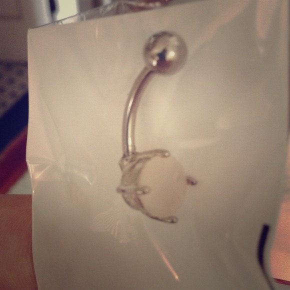 Pink jade belly ring