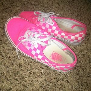 Neon pink checkered Vans
