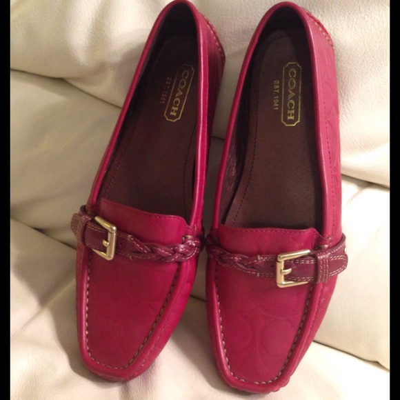 SOLD - Coach Red Leather Moccasin Loafers