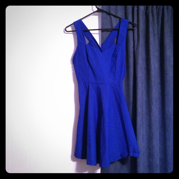 Royal Blue Criss-cross with bow back dress