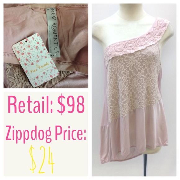 Free People One Shoulder Lace in Powder Pink