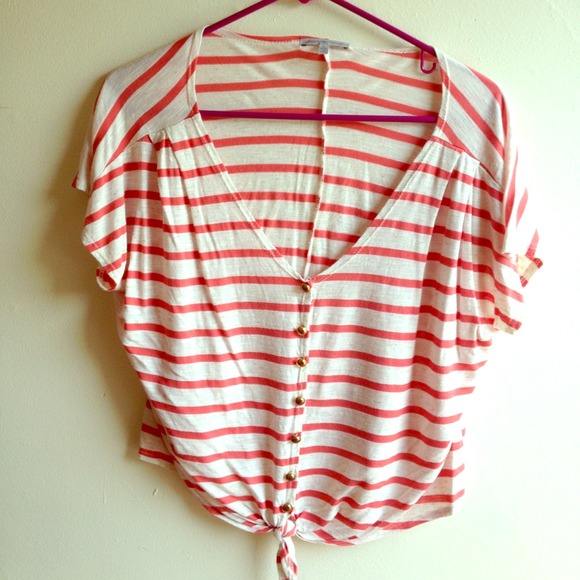 Striped shirt with gold buttons