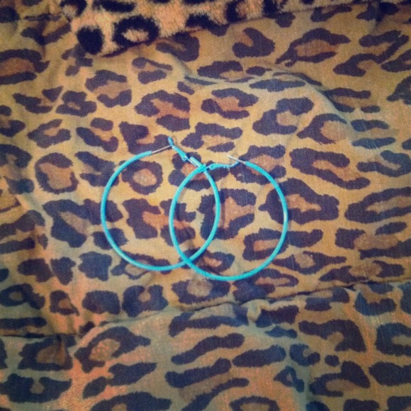 Blue large hoop earrings