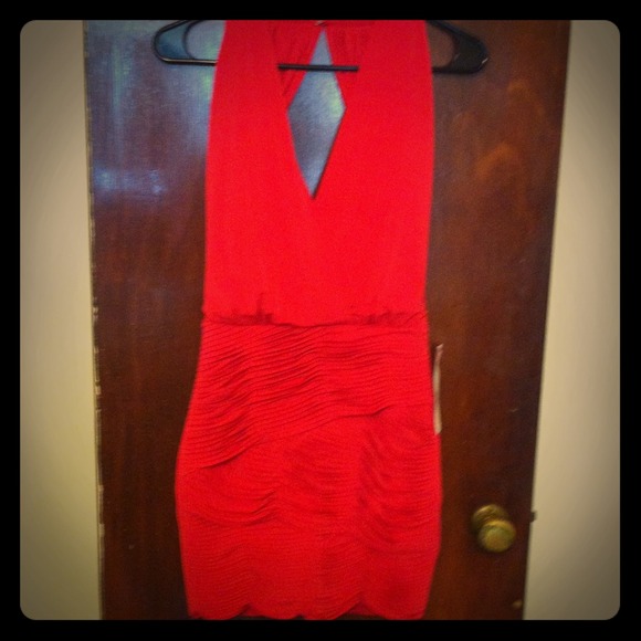 Lipstick red BCBG Maxazria party dress