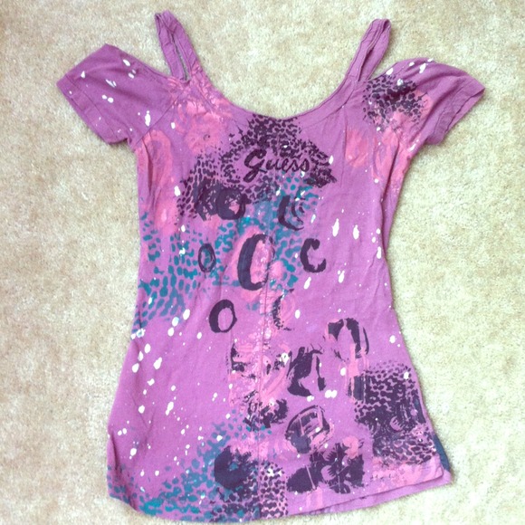 Purple cut sleeve Guess top