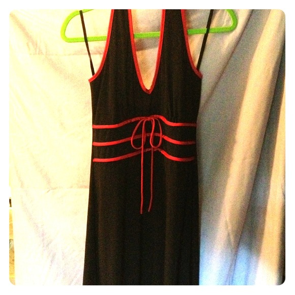 Black dress with red trim and bow from MKM designs