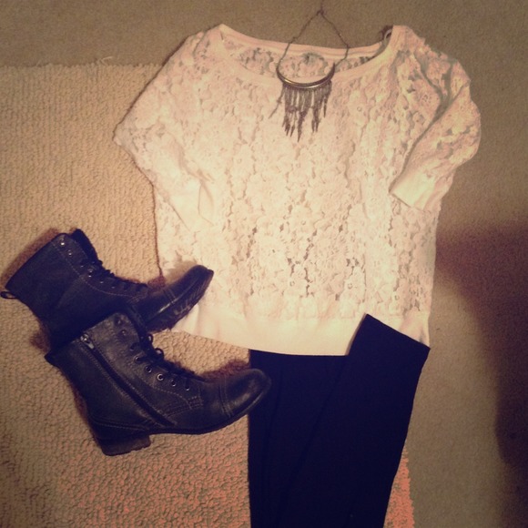 Charolett Russe Lace sweatshirt, sweet or edgy!