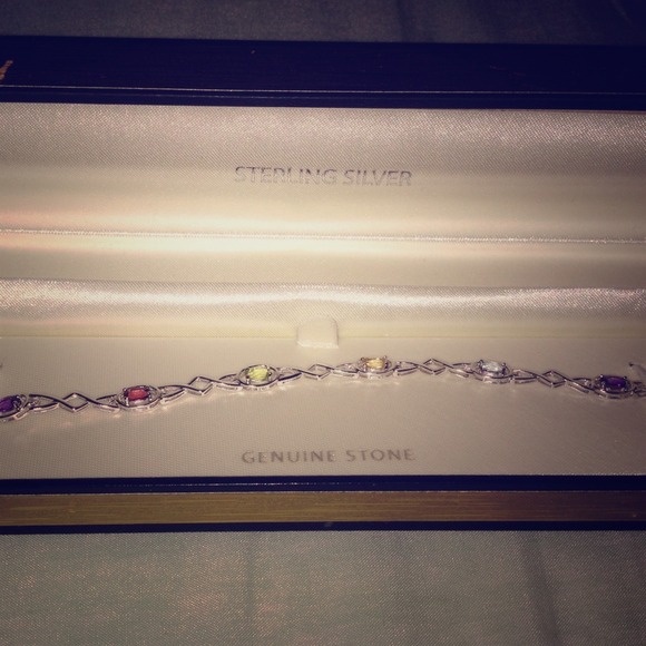 Colored stone silver bracelet (new in box)