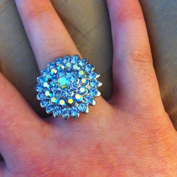 Blue crystal ring