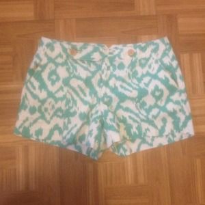 green and white Loft shorts