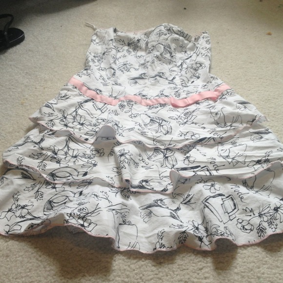 Black white with pink ribbon dress