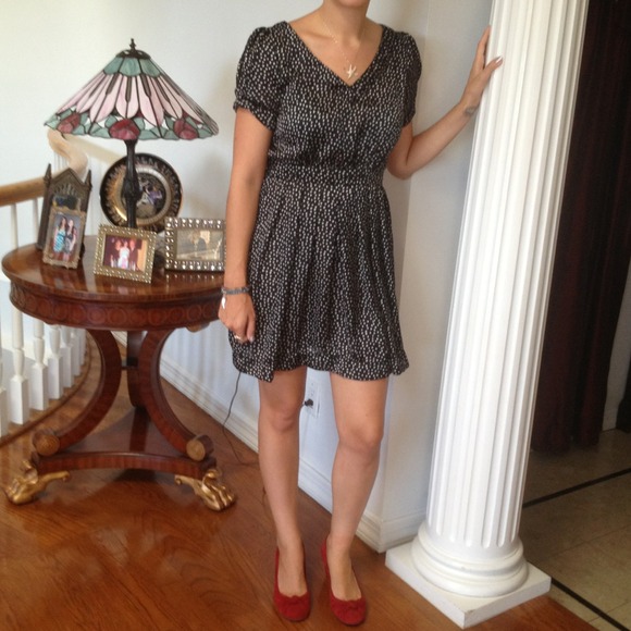 SOLD - Black and White patterned cutout dress