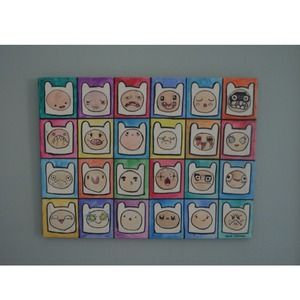 Adventure time : Many Faces of Finn Watercolor