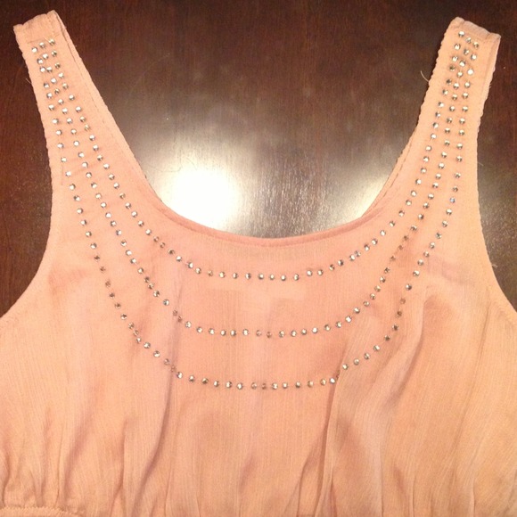Nude Rhinestoned Dress - Picture 2 of 4
