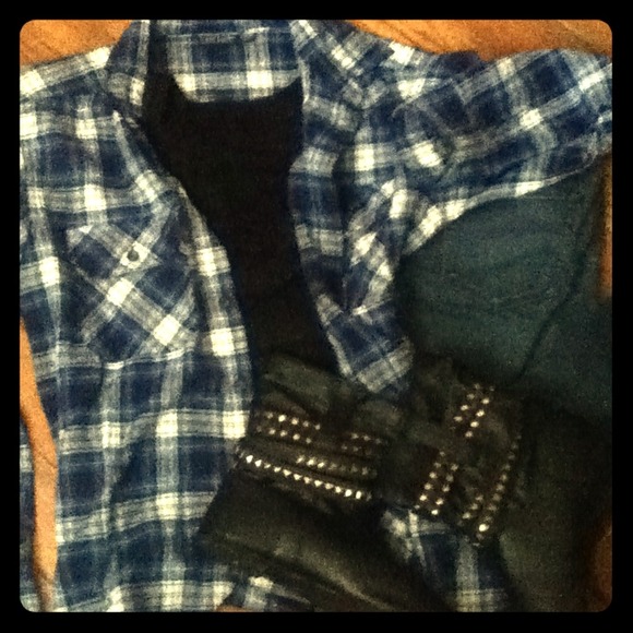 Oversized blue flannel shirt