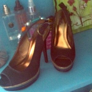 Black gold and blue heels