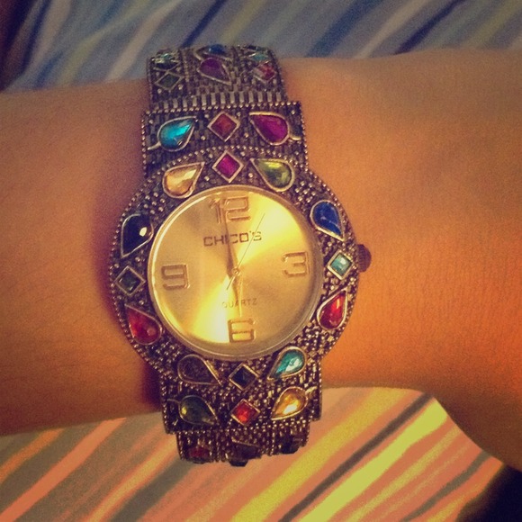 Jeweled cuff watch