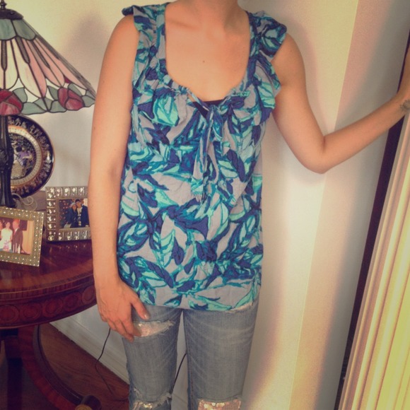 SOLD - blue watercolor top from anthropologie