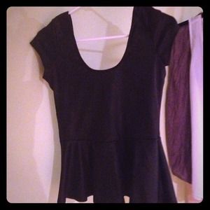 Scoopneck Black Peplum Top
