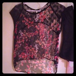 Never worn, Black and red floral top!