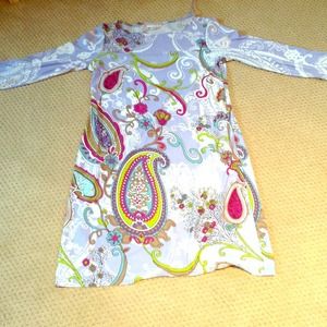 Long sleeved paisley print dress