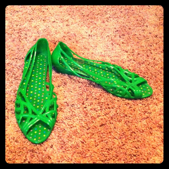 Green slip on shoes