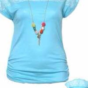 Lt Aqua lace shirt