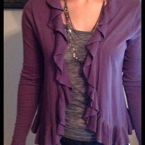 Purple ruffled cardigan