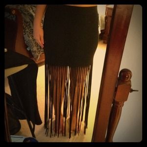 Pacsun fringe long black skirt