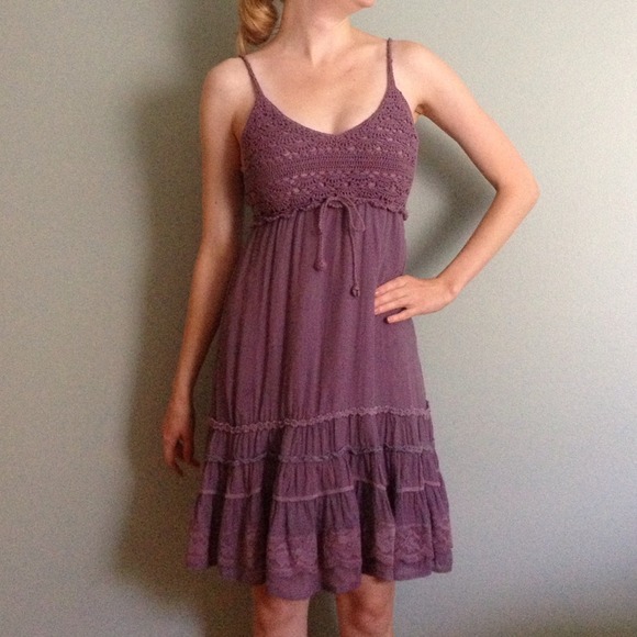 Unique vintage purple crochet sun dress
