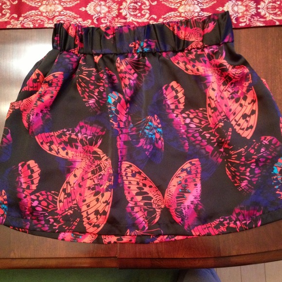 Satin butterfly skirt. Very colorful!