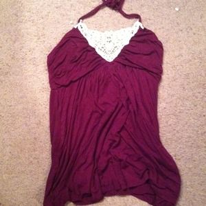 Eggplant halter top with crochet detail!