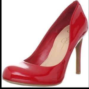 Red leather Jessica Simpson pumps