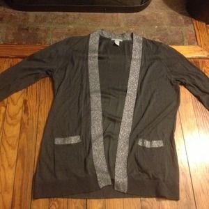 Grey cardigan with sheer back and silver detailing