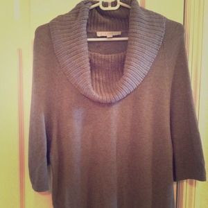 Loft cowl neck sweater. 3/4 sleeve, taupe color.