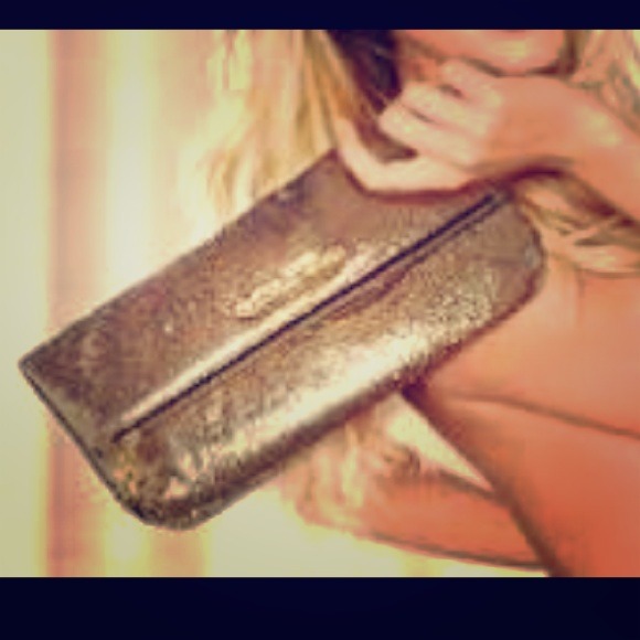 Victoria secret gold sequin clutch/makeup bag